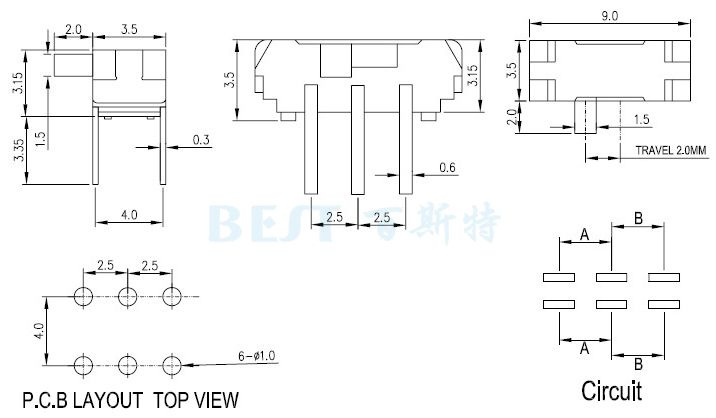 撥動(dòng)開關(guān)MSK-22D10參考圖紙